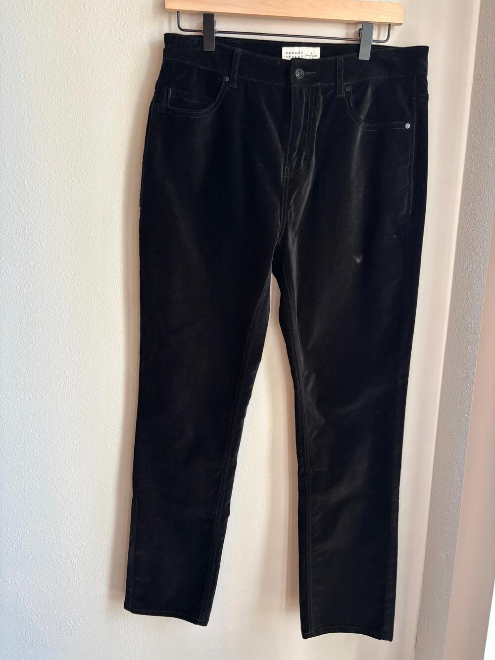 Kate Spade Broome Street Black Velvet Straight Leg Pants Size 29
